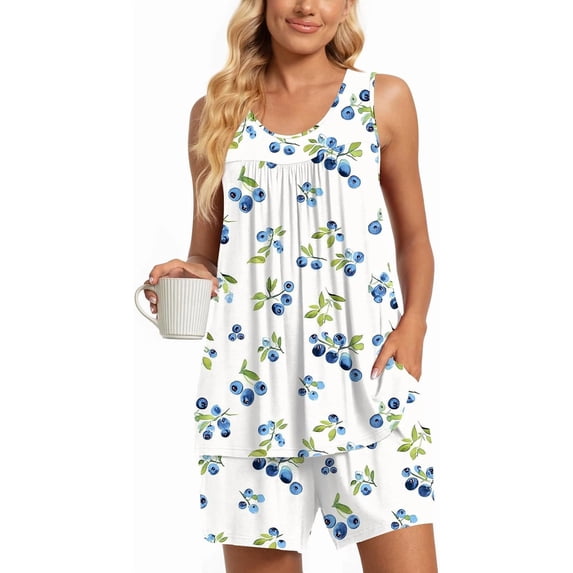 DreamFish Women's Summer Sleeveless Tank and Shorts Pajama Set with Pockets