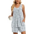 thumbnail image 1 of DreamFish Women's Summer Sleeveless Tank and Shorts Pajama Set with Pockets, 1 of 6
