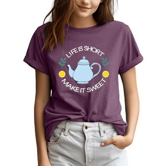 DreamFish Women's Summer Trendy Crew Neck Short Sleeve T-shirt Fun 'Good Day to Read' Graphic Print Tee