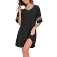 thumbnail image 1 of DreamFish Womens Nightgown Short Sleeve Sleepshirt V Neck Sleepwear Casual Loungewear Ladies Sleepwear, 1 of 9