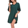 thumbnail image 1 of DreamFish Womens Nightgown Short Sleeve Sleepshirt V Neck Sleepwear Casual Loungewear Ladies Sleepwear, 1 of 9