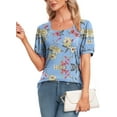 thumbnail image 1 of DreamFish Womens Summer Tops Casual Tunic Square Neck Puff Sleeve Tops Floral Printed Blouse, 1 of 6