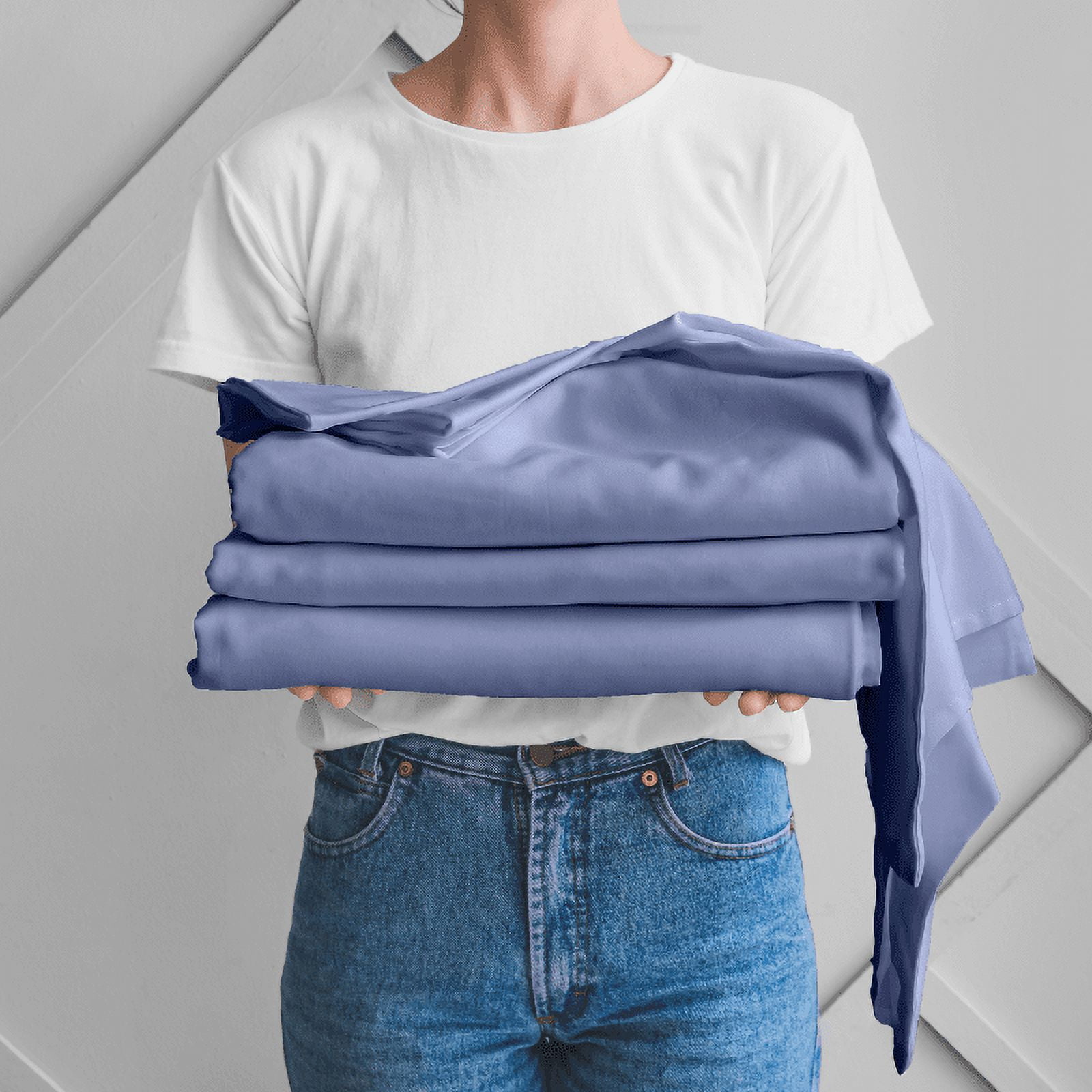 Twin XL Blue Microfiber Deep Pocket Sheet Set