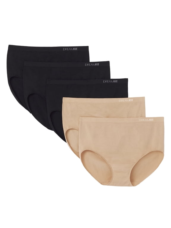 Underwear for Women Seamless Full Coverage High Rise Brief Microfiber Panties 5 Pack Multipack Regular and Plus Size