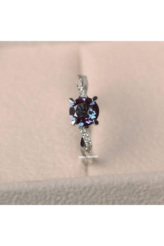 Alexandrite Engagement Ring 925 Sterling Silver, Alexandrite Ring, Art Deco Vintage Wedding Ring for Women Size :- 3