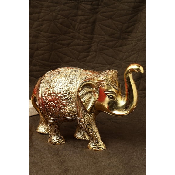 DreamKraft Metal Elephant for Home Dcor and Showpiece (12.5x6x9 CM,Gold Plated)