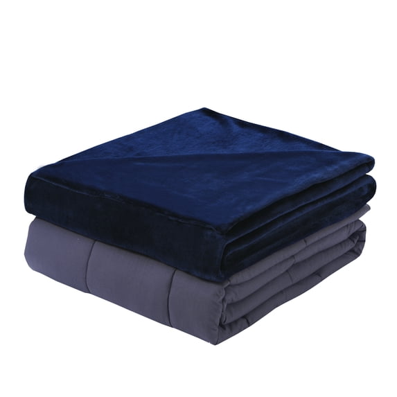 DreamLab Plush 48x72 15lb Weighted Blanket with Washable Cover, Navy