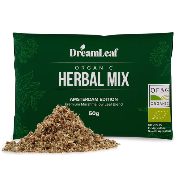 DreamLeaf Organic Herbal Mix - Amsterdam Edition | 100% Marshmallow Leaf | OF&G Certified Organic | Made in the UK (50g)