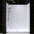 thumbnail image 1 of DreamLine 32 in. D x 60 in. W x 76 3/4 in. H Center Drain Acrylic Shower Base and QWALL-5 Backwall Kit In White, 1 of 12