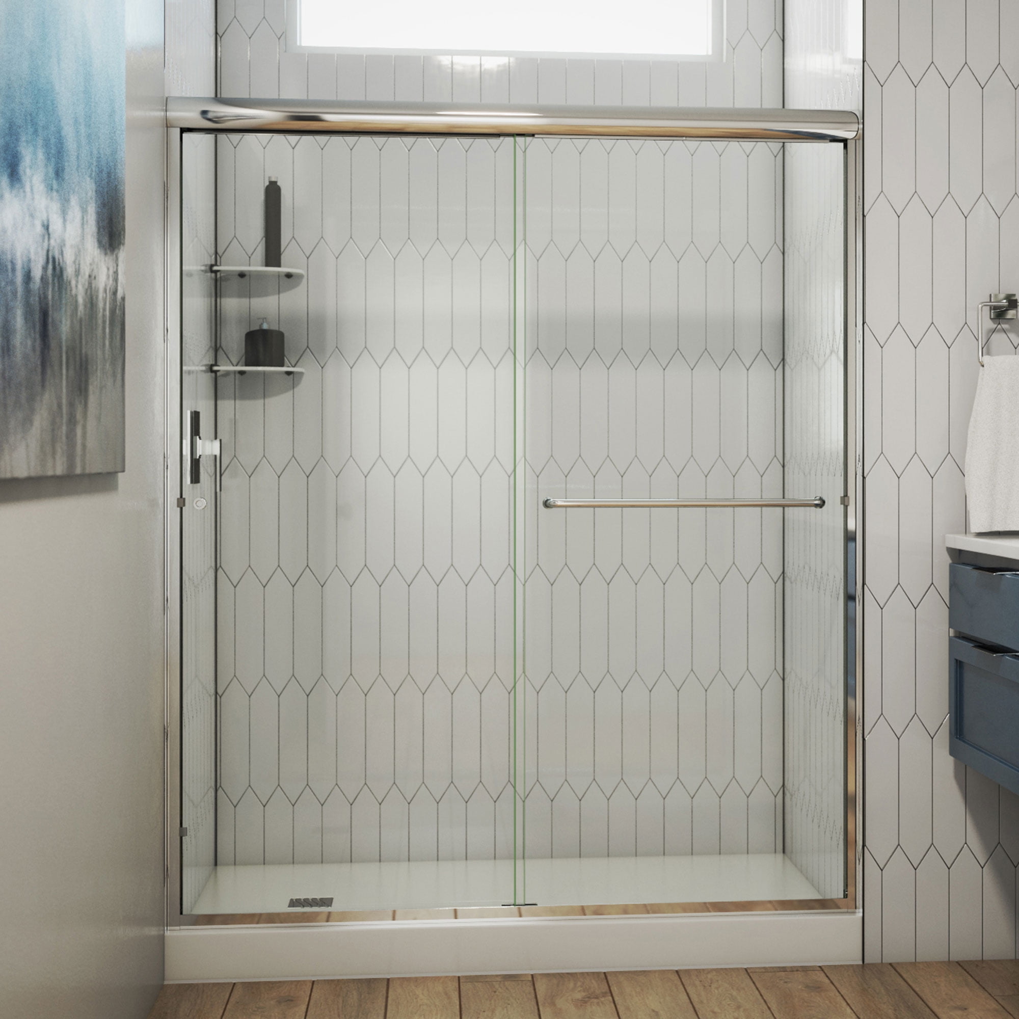 Alliance Pro 56'' Matte Black Semi-Frameless Sliding Shower Door