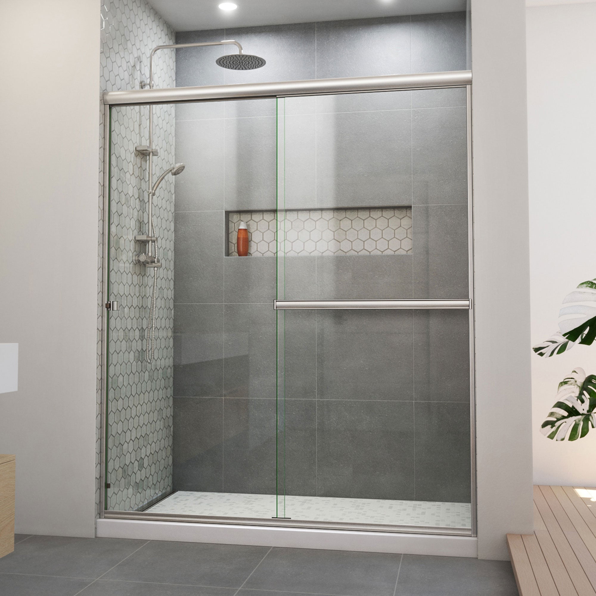 Alliance Pro 60" Brushed Nickel Semi-Frameless Sliding Shower Door