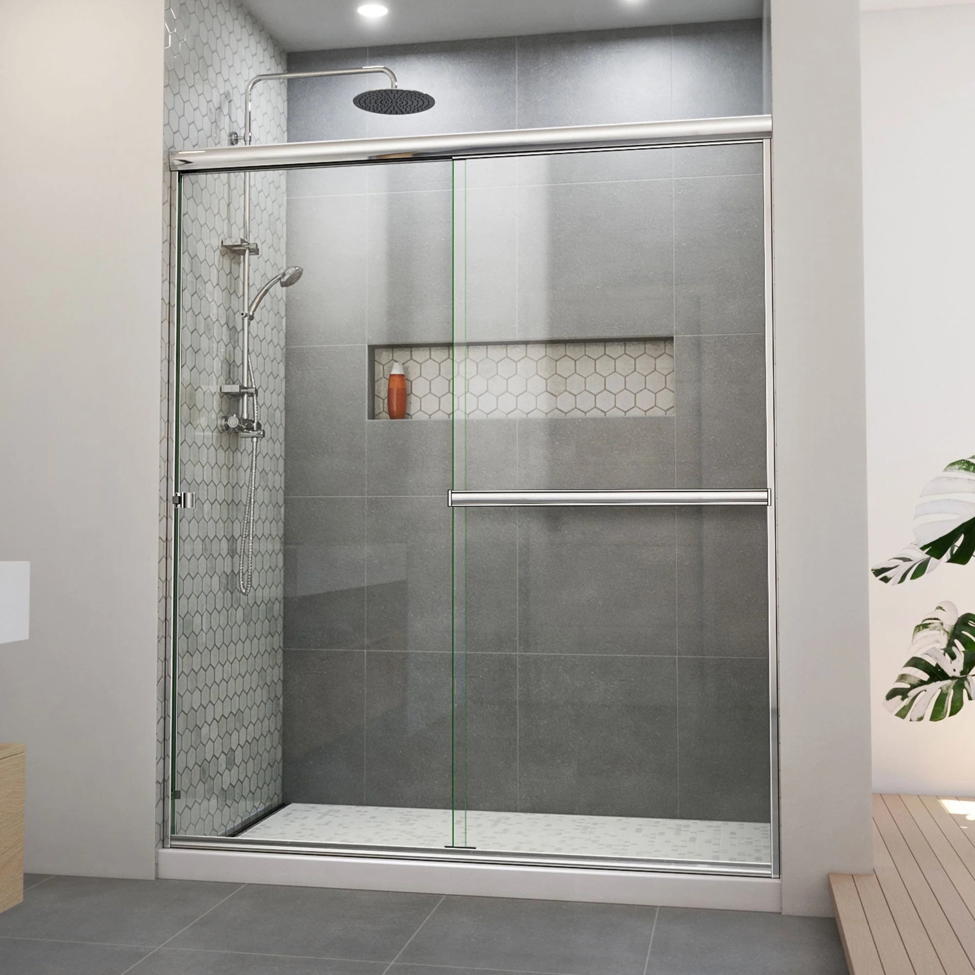 Alliance Pro 60 in. Chrome Semi-Frameless Sliding Shower Door