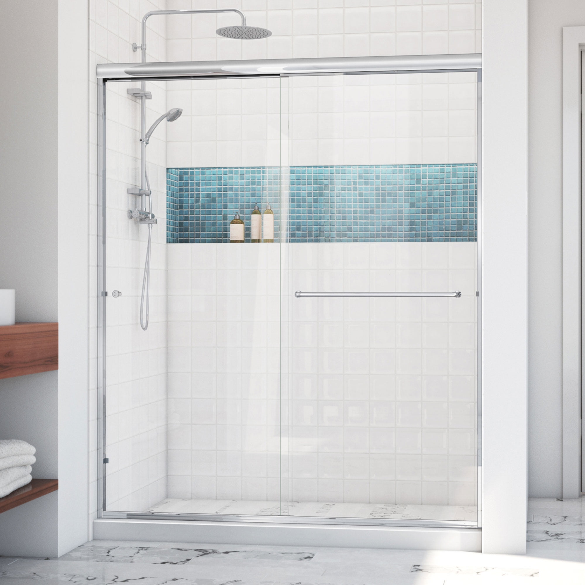 Alliance Pro LT 70" High Chrome and Clear Glass Sliding Shower Door
