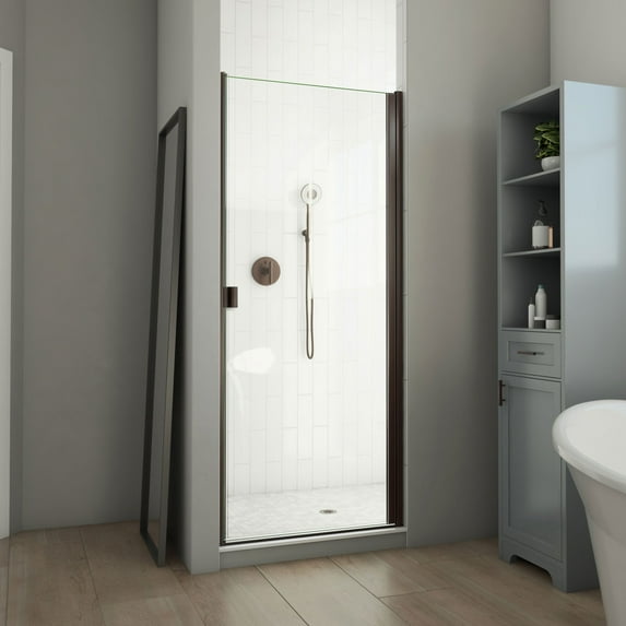 DreamLine Alliance Swing BG 30 in. W x 69 in. H Semi-Frameless Swing Shower Door in Oil Rubbed Bronze and Clear Glass