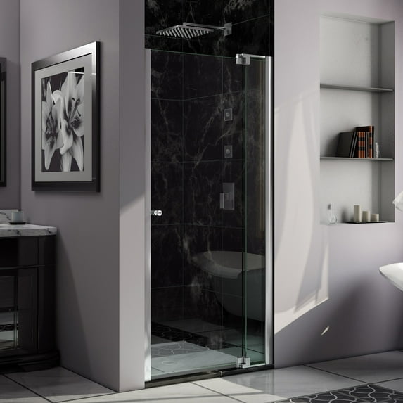 DreamLine Allure 34-35 in. W x 73 in. H Frameless Pivot Shower Door in Chrome