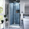 thumbnail image 1 of DreamLine Aqua Fold 32 in. D x 32 in. W x 74 3/4 in. H Frameless Bi-Fold Shower Door in Chrome with White Acrylic Base Kit, 1 of 12