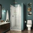thumbnail image 1 of DreamLine Aqua Fold 32 in. D x 32 in. W x 76 3/4 in. H Frameless Bi-Fold Shower Door in Chrome with White Base and Backwall Kit, 1 of 16