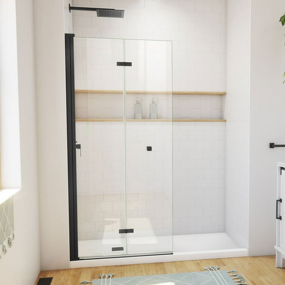 DreamLine Aqua-Q Fold 33 1/2 in. W x 72 in. H Frameless Bi-Fold Shower Door in Satin Black