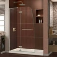 thumbnail image 1 of DreamLine Aqua Ultra 32 in. D x 60 in. W x 74 3/4 in. H Frameless Shower Door in Brushed Nickel and Left Drain Biscuit Base Kit, 1 of 13