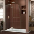 thumbnail image 1 of DreamLine Aqua Ultra 34 in. D x 60 in. W x 74 3/4 in. H Frameless Shower Door in Brushed Nickel and Left Drain White Base Kit, 1 of 15