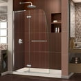thumbnail image 1 of DreamLine Aqua Ultra 34 in. D x 60 in. W x 74 3/4 in. H Frameless Shower Door in Chrome and Left Drain Biscuit Base Kit, 1 of 13