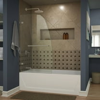 DreamLine Aqua Uno 34 in. W x 58 in. H Frameless Hinged Tub Door in Brushed Nickel