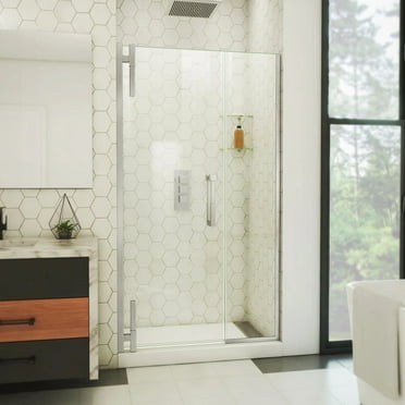 DreamLine Ascend 42 1/2-43 1/2 in. W x 72 in. H Frameless Pivot Shower Door in Brushed Nickel