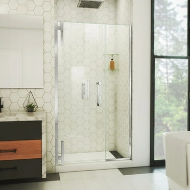 DreamLine Ascend 42-43 in. W x 72 in. H Frameless Pivot Shower Door in Chrome