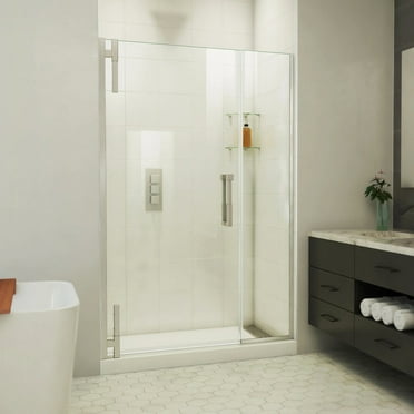 DreamLine Ascend 46-47 in. W x 72 in. H Frameless Pivot Shower Door in Brushed Nickel