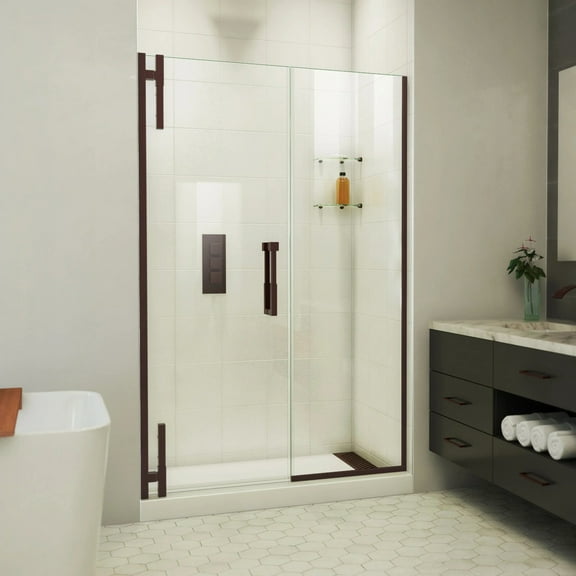 DreamLine Ascend 48 1/2 - 49 1/2 inch W x 72 inch H Frameless Pivot Shower Door in Oil Rubbed Bronze