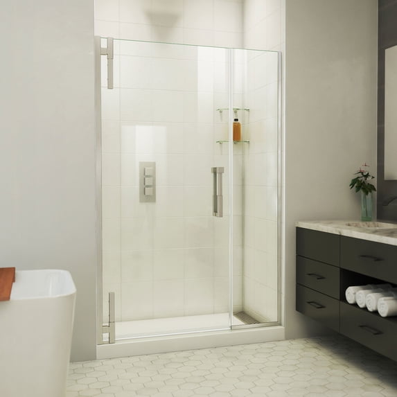 DreamLine Ascend 48-49 in. W x 72 in. H Frameless Pivot Shower Door in Brushed Nickel