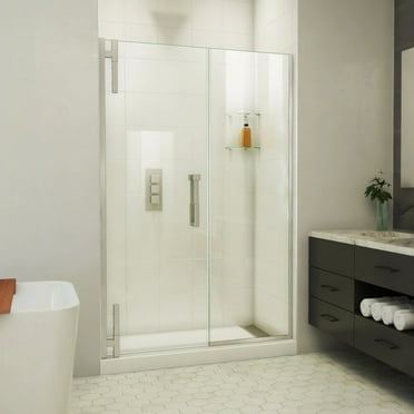 DreamLine Ascend 56 1/2-57 1/2 in. W x 72 in. H Frameless Pivot Shower Door in Brushed Nickel