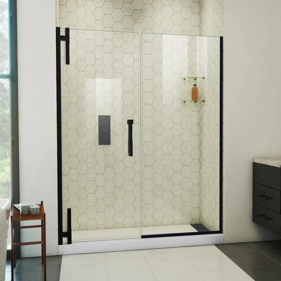 DreamLine Ascend 58 - 59 inch W x 72 inch H Frameless Pivot Shower Door in Matte Black