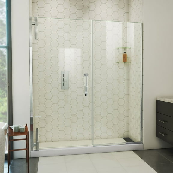 DreamLine Ascend 64 - 65 inch W x 72 inch H Frameless Pivot Shower Door in Chrome