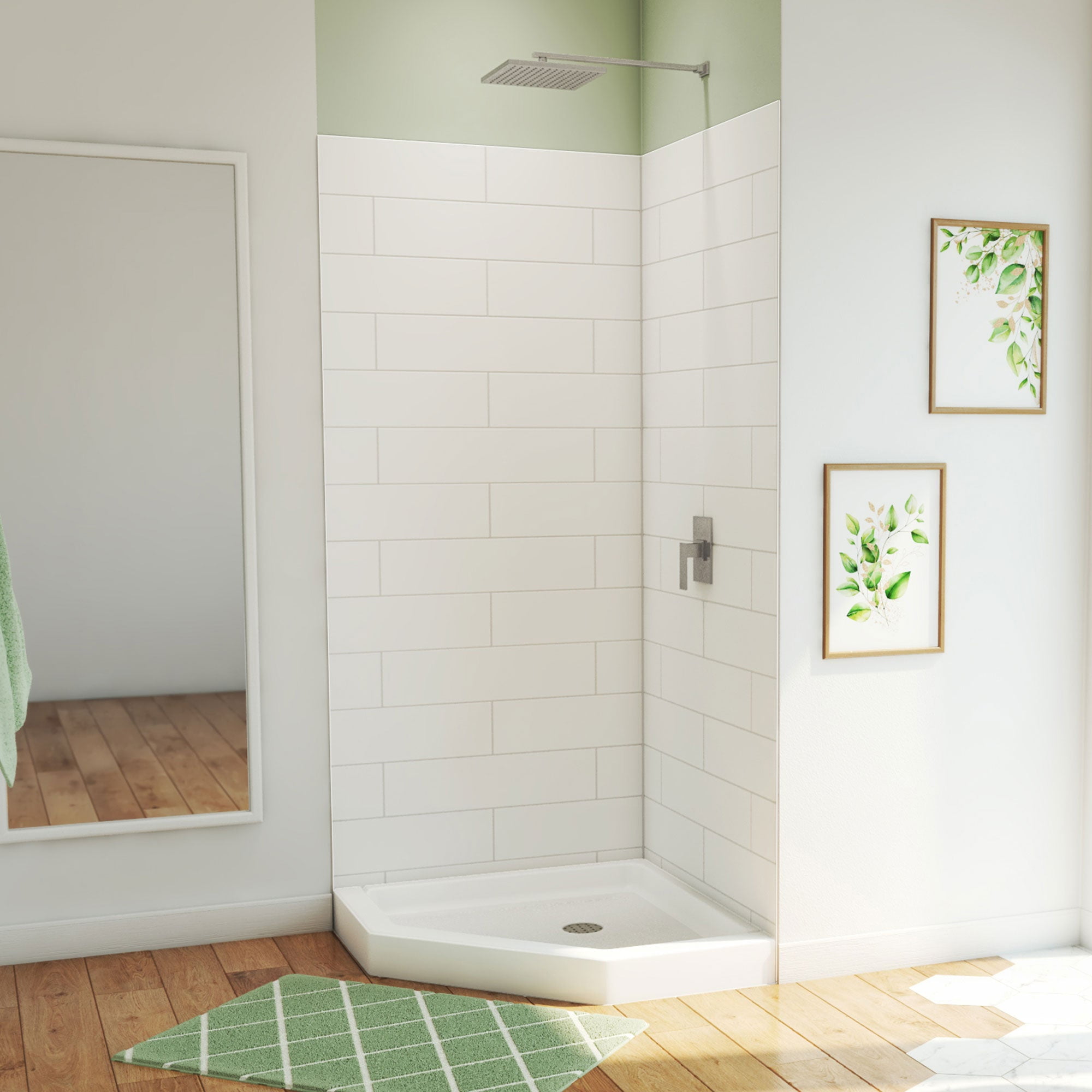 DreamStone 36" Modern Subway White Solid Surface Shower Kit