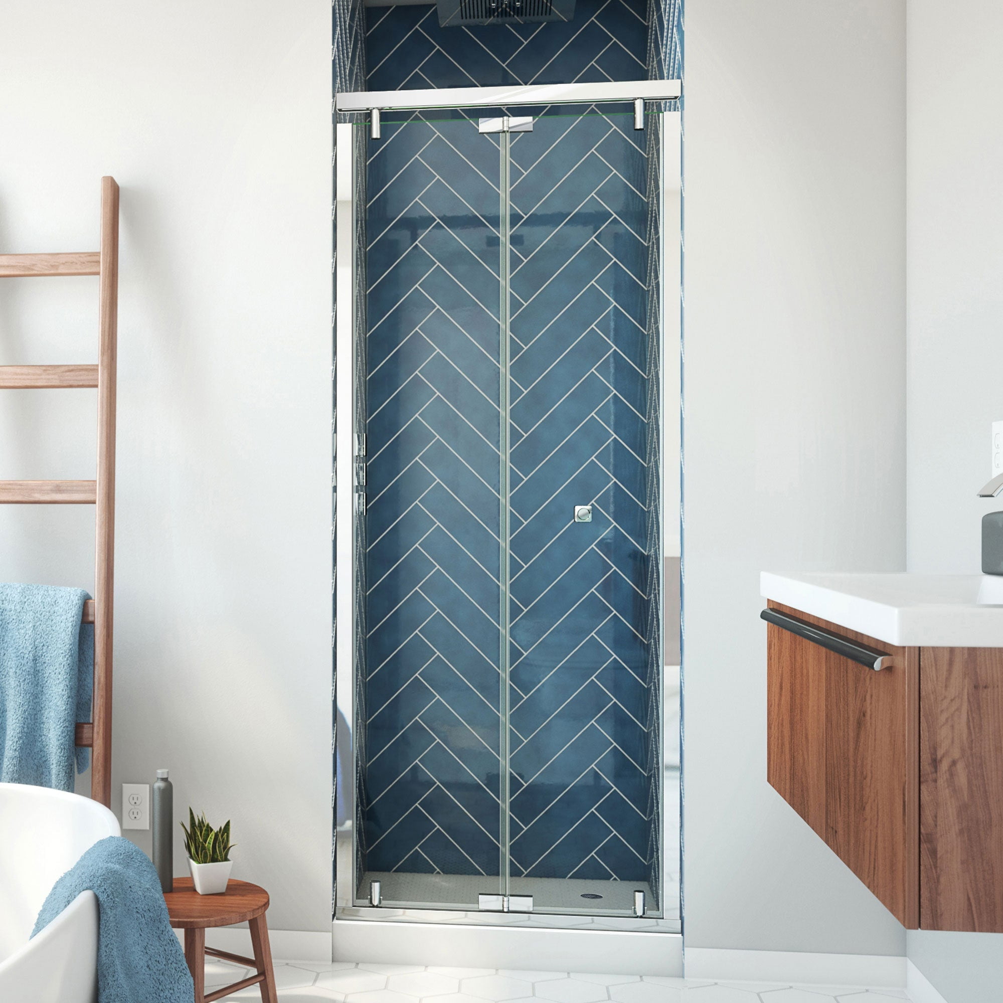 Butterfly-S 30-31 1/2" W x 74" H Semi-Frameless Bi-Fold Shower Door in Chrome