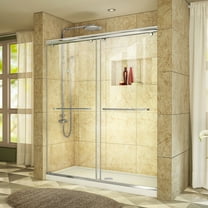 DreamLine Charisma 32 in. D x 60 in. W x 78 3/4 in. H Frameless Bypass Shower Door in Chrome with Center Drain White Base