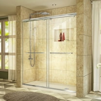 DreamLine Charisma 32 in. D x 60 in. W x 78 3/4 in. H Frameless Bypass Shower Door in Chrome with Right Drain Biscuit Base