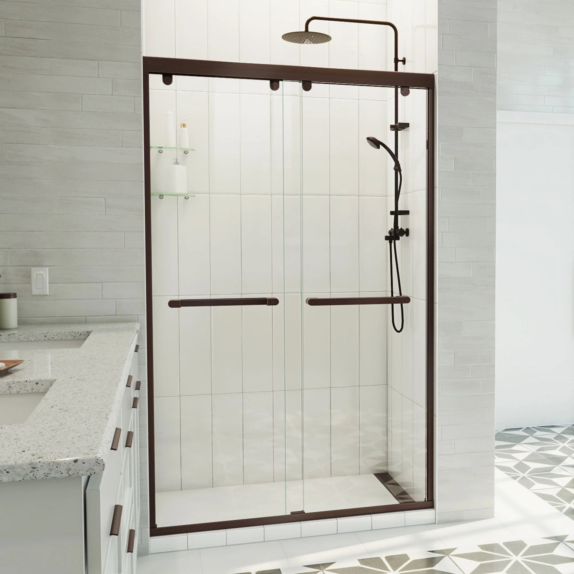 Charisma-X Oil Rubbed Bronze Frameless Sliding Shower Door