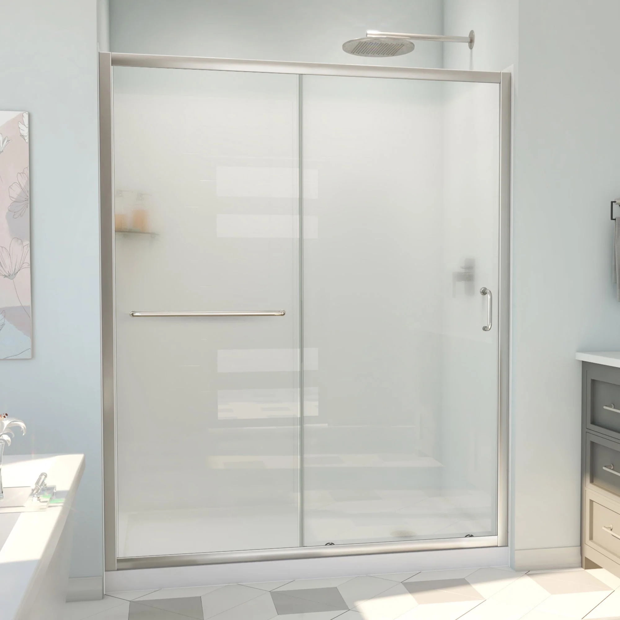 DreamLine Infinity-Z 34 in. D x 60 in. W x 78 3/4 in. H Sliding Shower ...