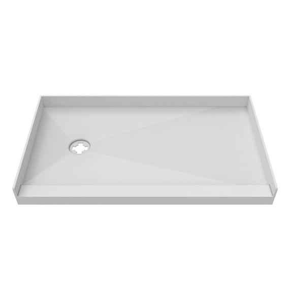 DreamLine DTP-1136601 TilePrime 36" D x 60" W x 3" H Single Threshold Shower Base, Left Drain