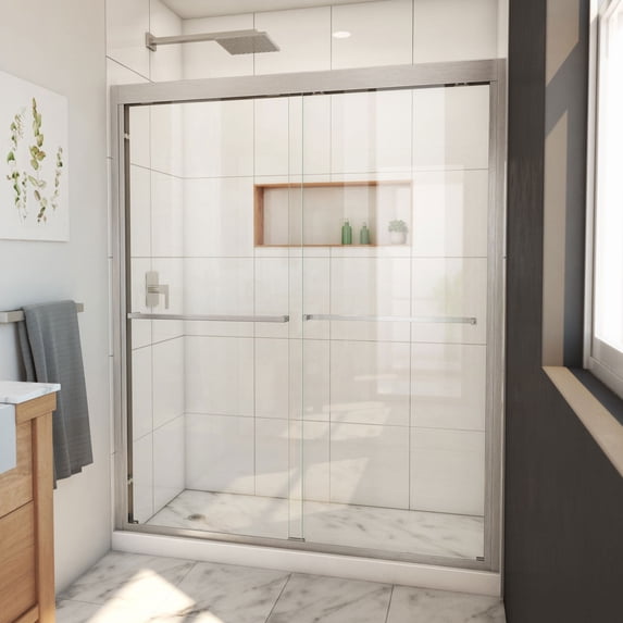 DreamLine Duet Plus 56-60 in. W x 72 in. H Semi-Frameless Bypass Sliding Shower Door