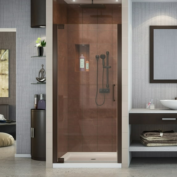 DreamLine Elegance 25 1/4 - 27 1/4 in. W x 72 in. H Frameless Pivot Shower Door in Oil Rubbed Bronze
