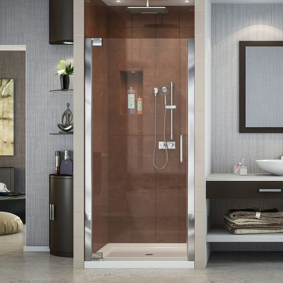 DreamLine Elegance 35 3/4 - 37 3/4 in. W x 72 in. H Frameless Pivot Shower Door in Chrome