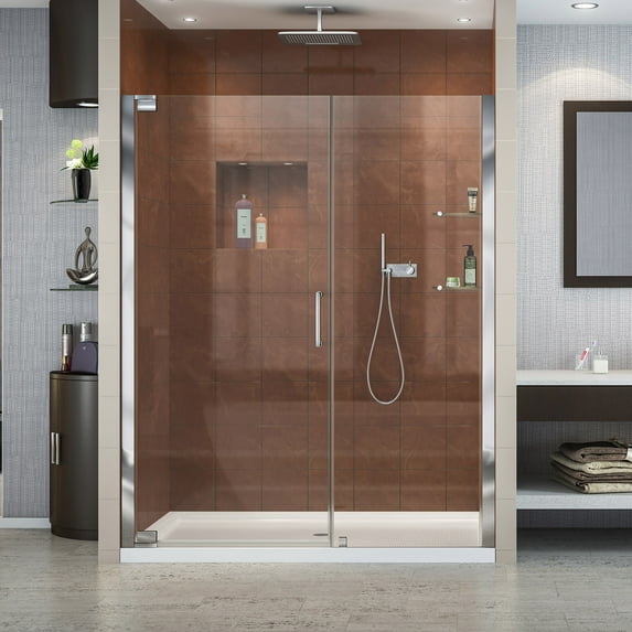 DreamLine Elegance 56 1/4 - 58 1/4 in. W x 72 in. H Frameless Pivot Shower Door in Chrome