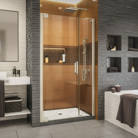 DreamLine Elegance-LS 42 1/4 - 44 1/4 in. W x 72 in. H Frameless Pivot Shower Door in Brushed Nickel