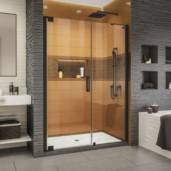 DreamLine Elegance-LS 49 - 51 in. W x 72 in. H Frameless Pivot Shower Door in Satin Black