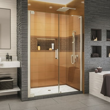 DreamLine Elegance-LS 54 1/4 - 56 1/4 in. W x 72 in. H Frameless Pivot Shower Door in Brushed Nickel