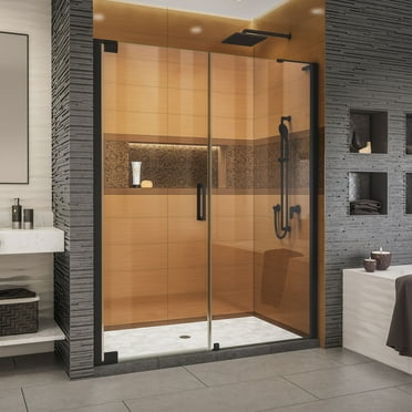 DreamLine Elegance-LS 62 - 64 in. W x 72 in. H Frameless Pivot Shower Door in Satin Black