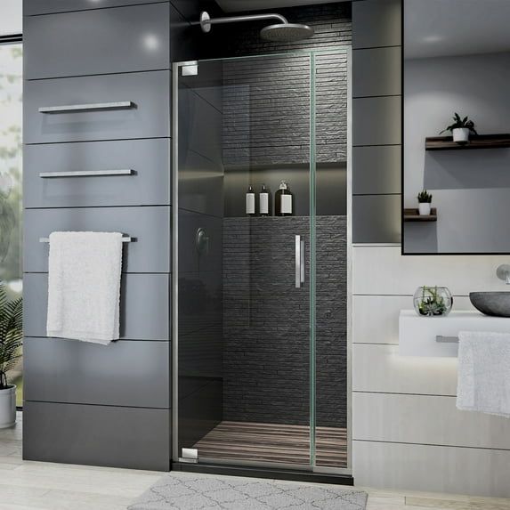 DreamLine Elegance Plus 30-30 3/4 in. W x 72 in. H Frameless Pivot Shower Door in Brushed Nickel